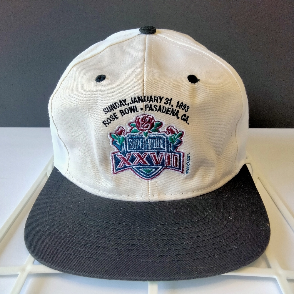 NFL Superbowl XXVII 1993 Rosebowl Blockhead Vintage Snapback Hat Dallas Cowboys